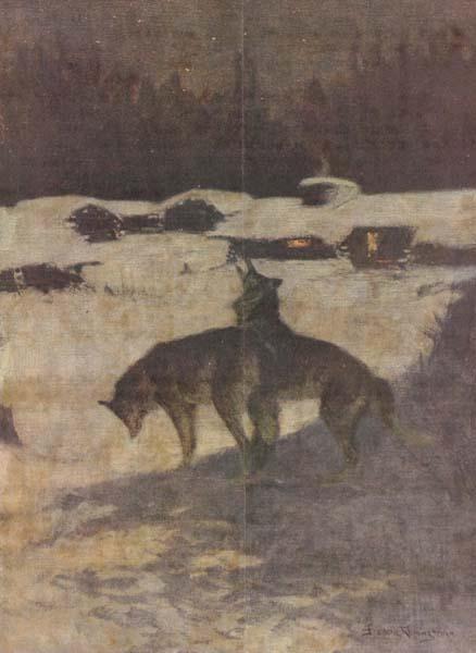Frederic Remington The Tragedey of the Trees:Lumber Camp at Night (mk430 oil painting image